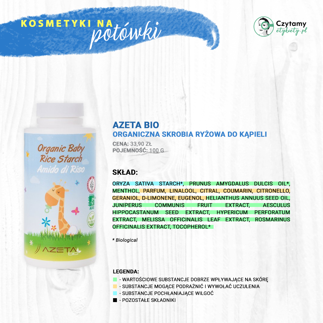 Azeta Bio organiczna skrobia ryżowa do kąpieli